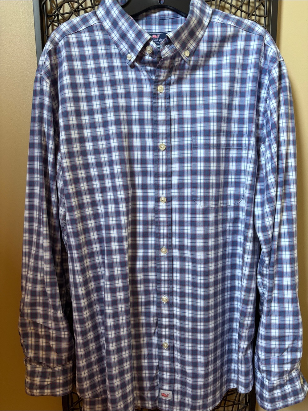 Vineyard Vines Blue and White Plaid Button-Down Shirt